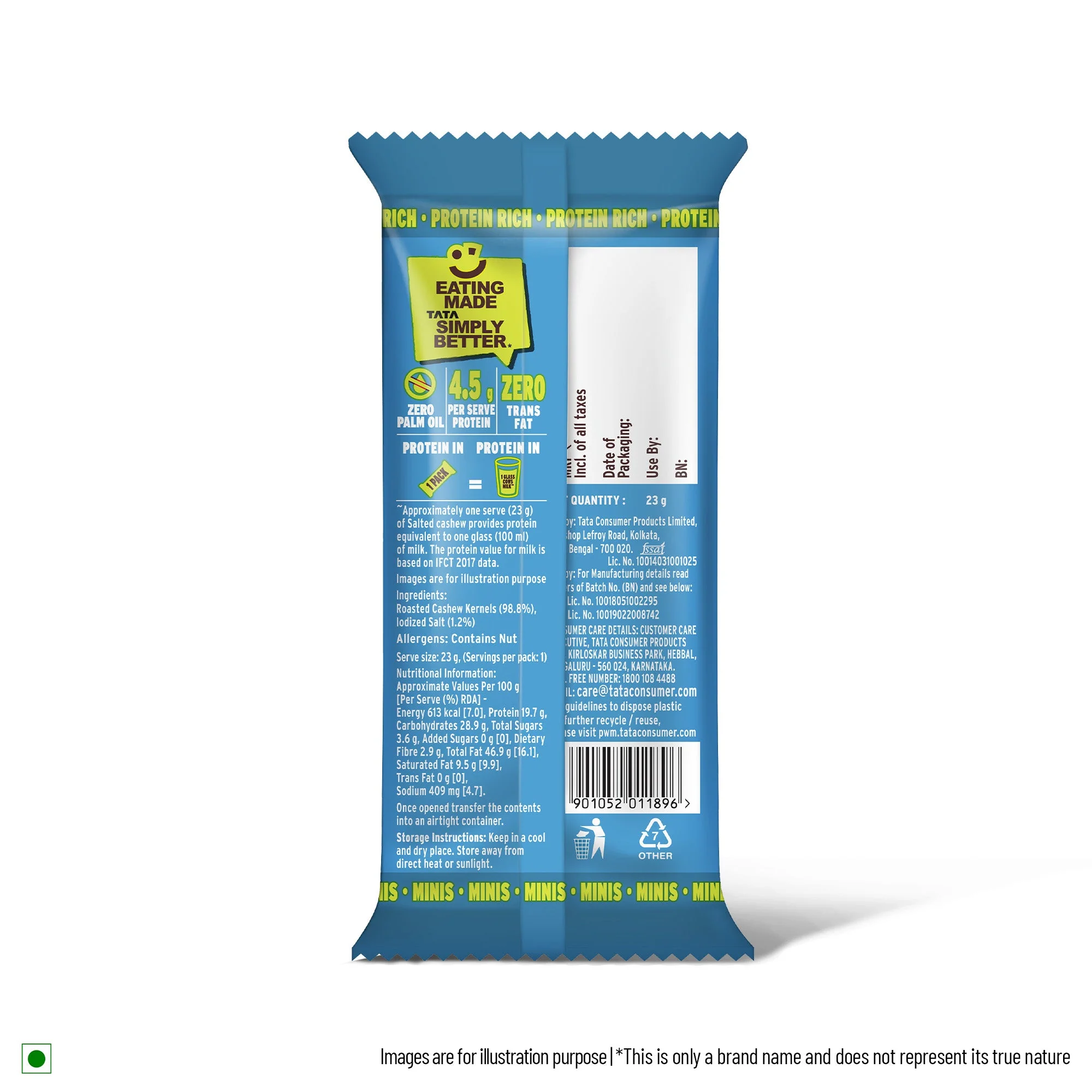 Tata Simply better - Classic Roasted & Salted Cashews 23g x Pack of 6 - 138g - Image 3