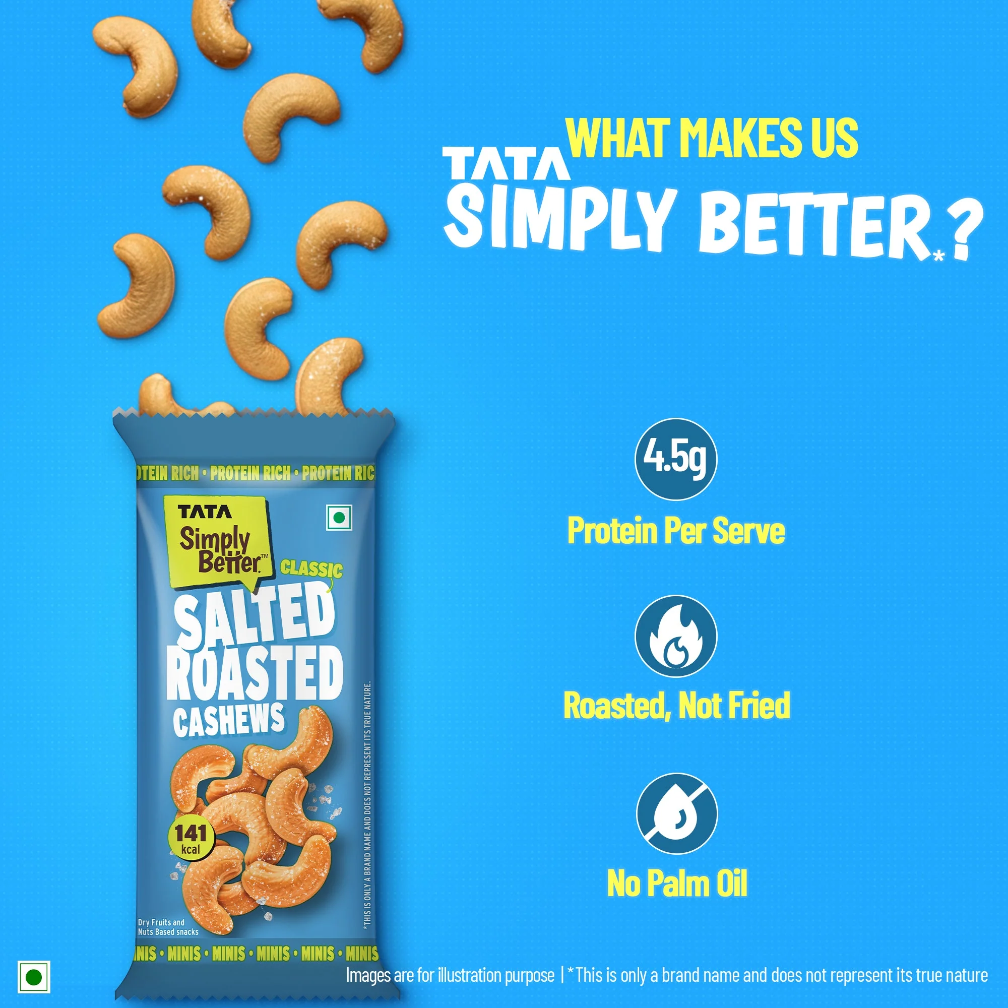 Tata Simply better - Classic Roasted & Salted Cashews 23g x Pack of 6 - 138g - Image 5
