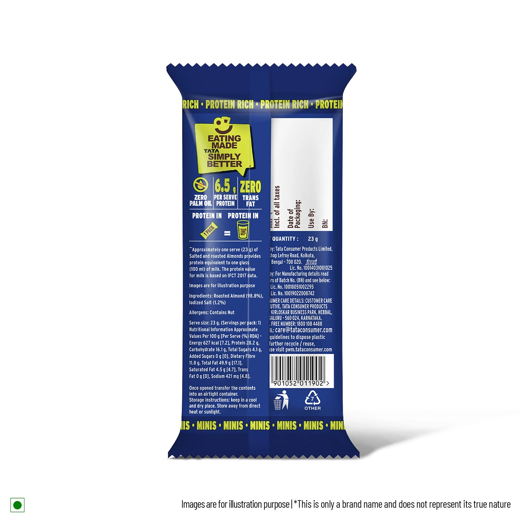 Tata Simply Better Classic Salted Roasted Almonds 23g x6 - 138g - Image 3