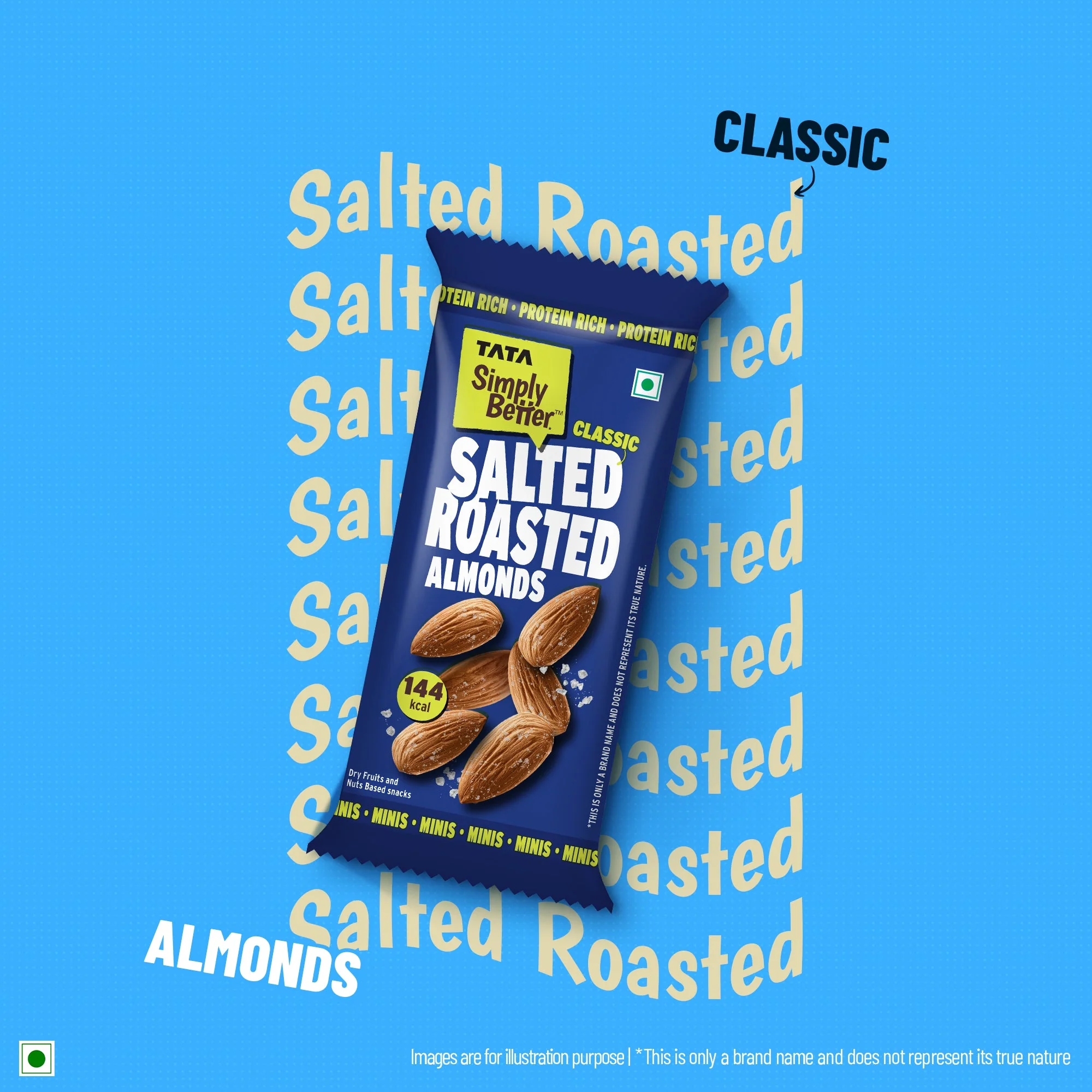 Tata Simply Better Classic Salted Roasted Almonds 23g x6 - 138g - Image 4