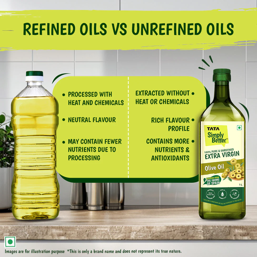 Tata Simply Better Extra Virgin Olive Oil 1L | 100% Pure, Unrefined & Cold-pressed | Hexane-Free - Image 10
