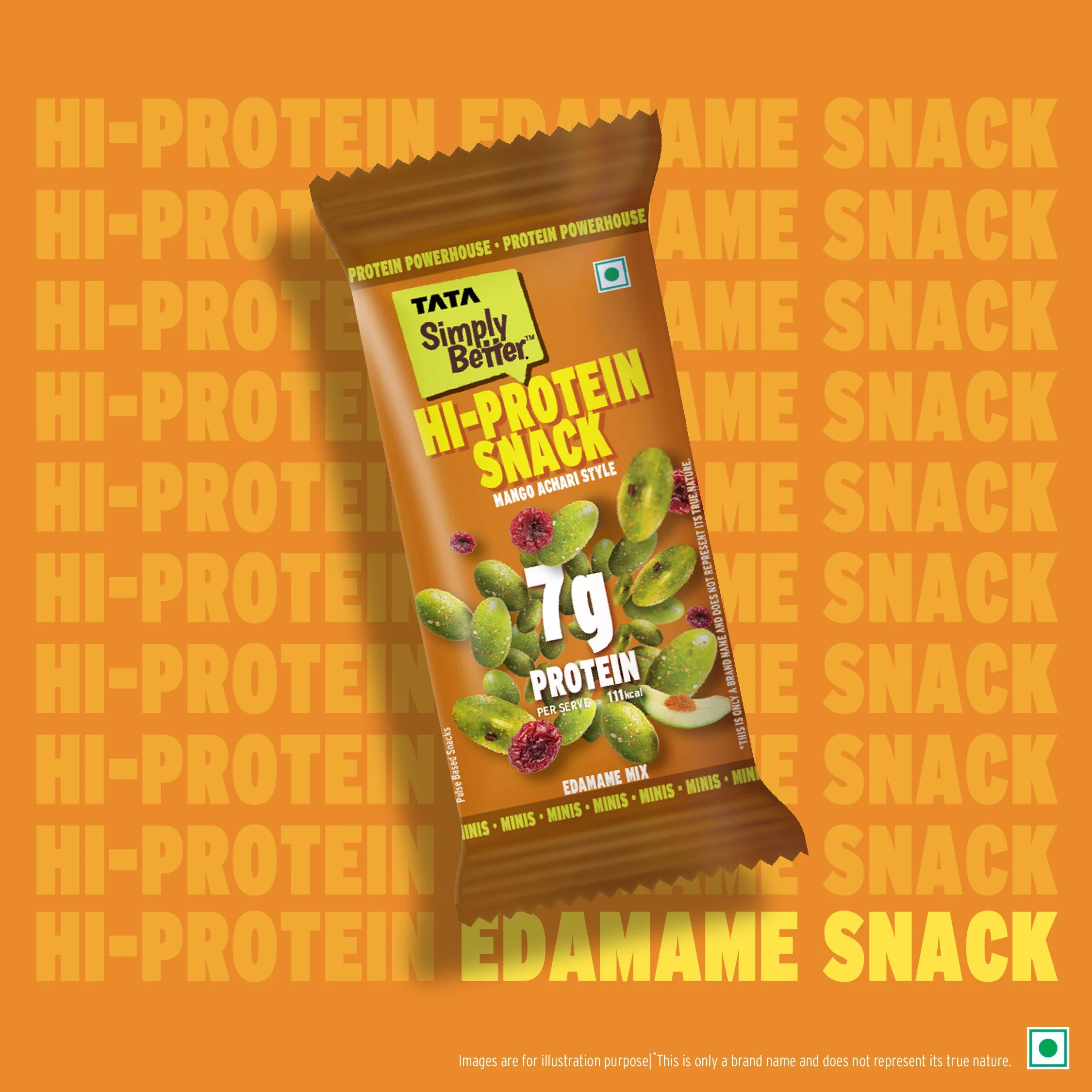 Tata Simply Better Hi-Protein Edamame Snack Mango Achari Style 28g - Pack of 6 - Image 6