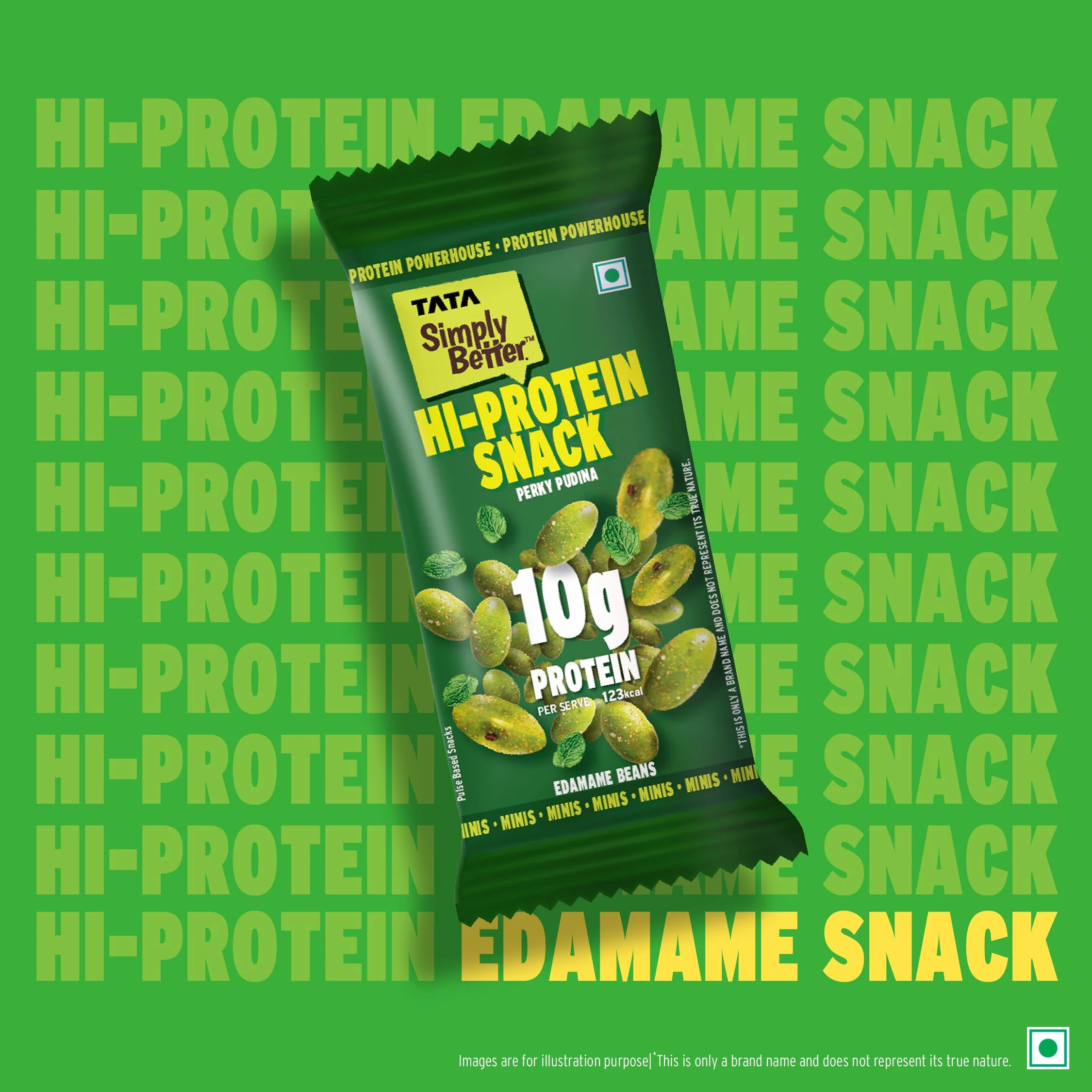 Tata Simply Better Hi-Protein Edamame Snack Perky Pudina Flavoured Beans, 28g - Image 4