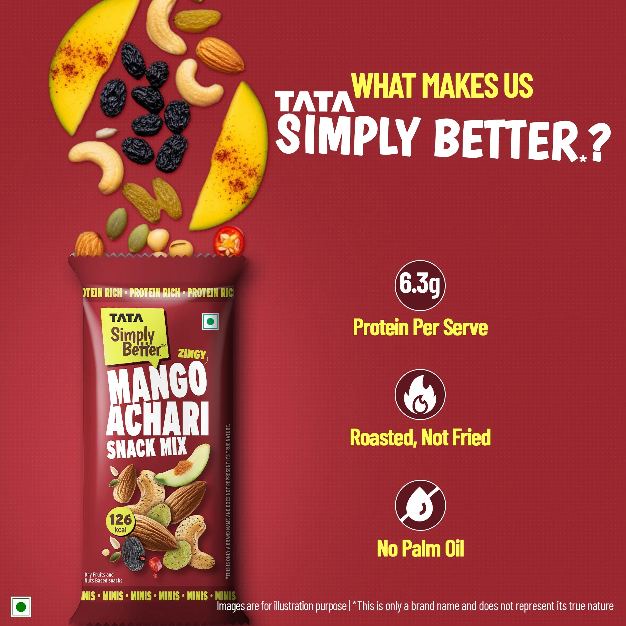Tata Simply Better Mango Achari Flavored Snack Mix 25g x Pack of 6 - 150g - Image 5